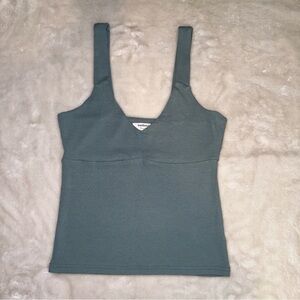 Weekend Los Angeles Blue Ribbed V-Neck Tank Top Size Medium